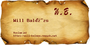 Will Balázs névjegykártya